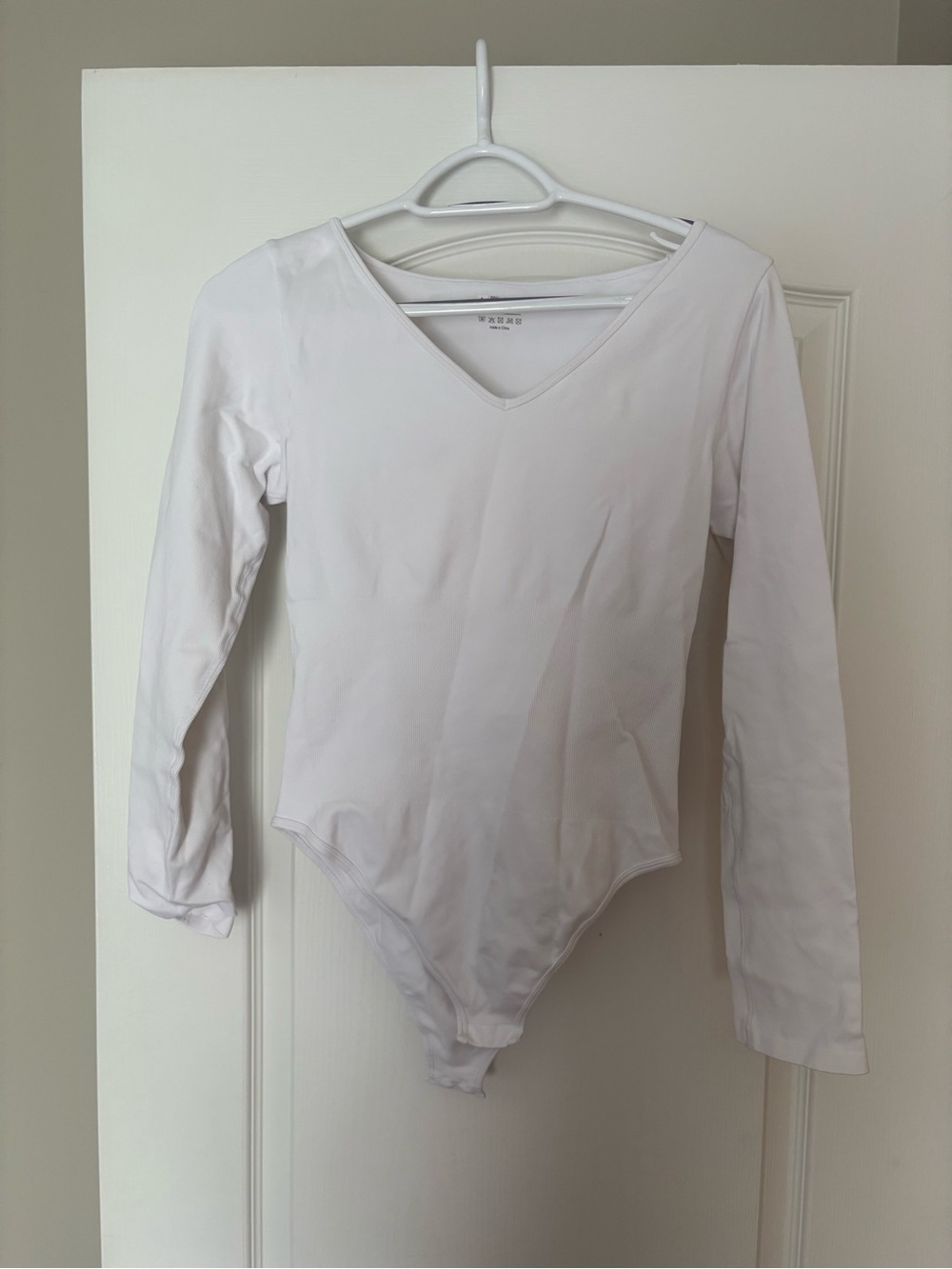 Amazon White Long Sleeve V-Neck Bodysuit